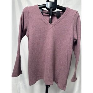 J.‎ Jill Wearever Collection Mauve Ribbed V-Neck Long Sleeve Top Purple Womens M